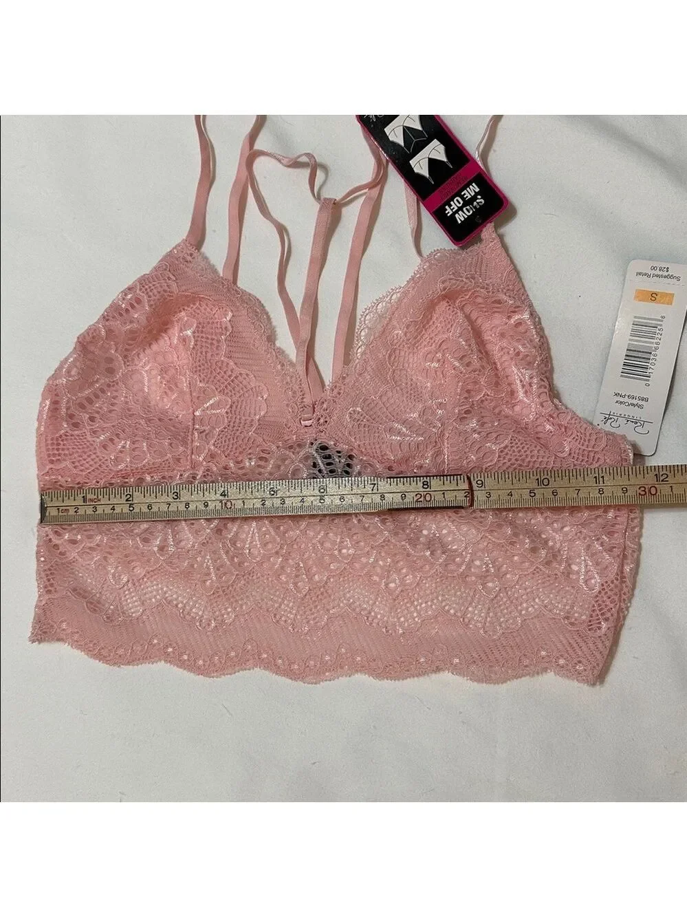 Rene Rofe Pink Lace Bralette S Removable Harness Longline Lingerie Boudoir Y2K